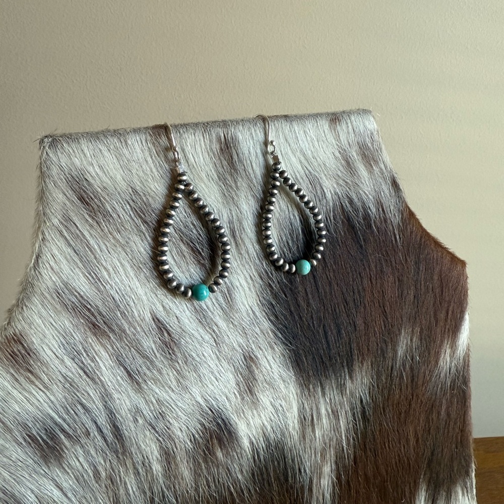 Elegant Silver and Turquoise Teardrop Earrings